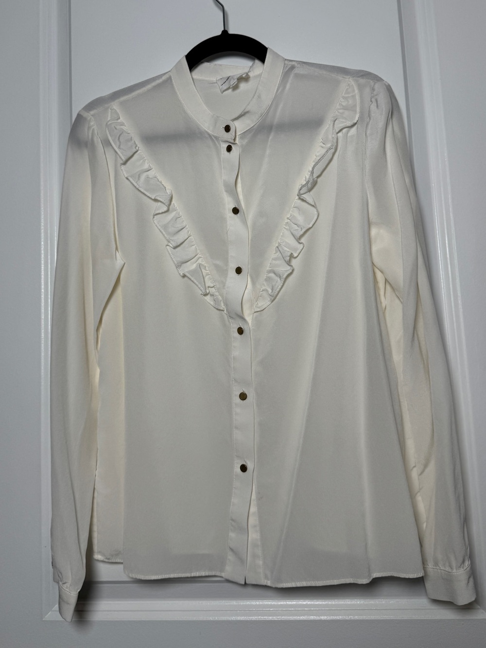 Sézane x Le Bon Marché Silk Ruffle Blouse | FR 44 / US Large